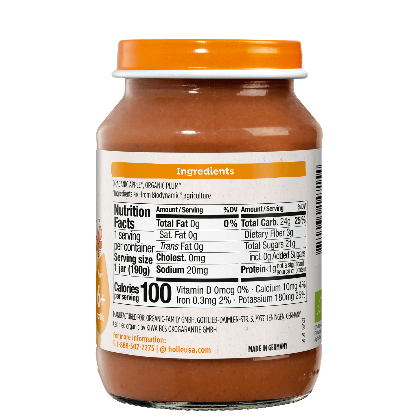 Holle Organic Baby Food Jar - Apple & Plum - 6 Jars Holle USA