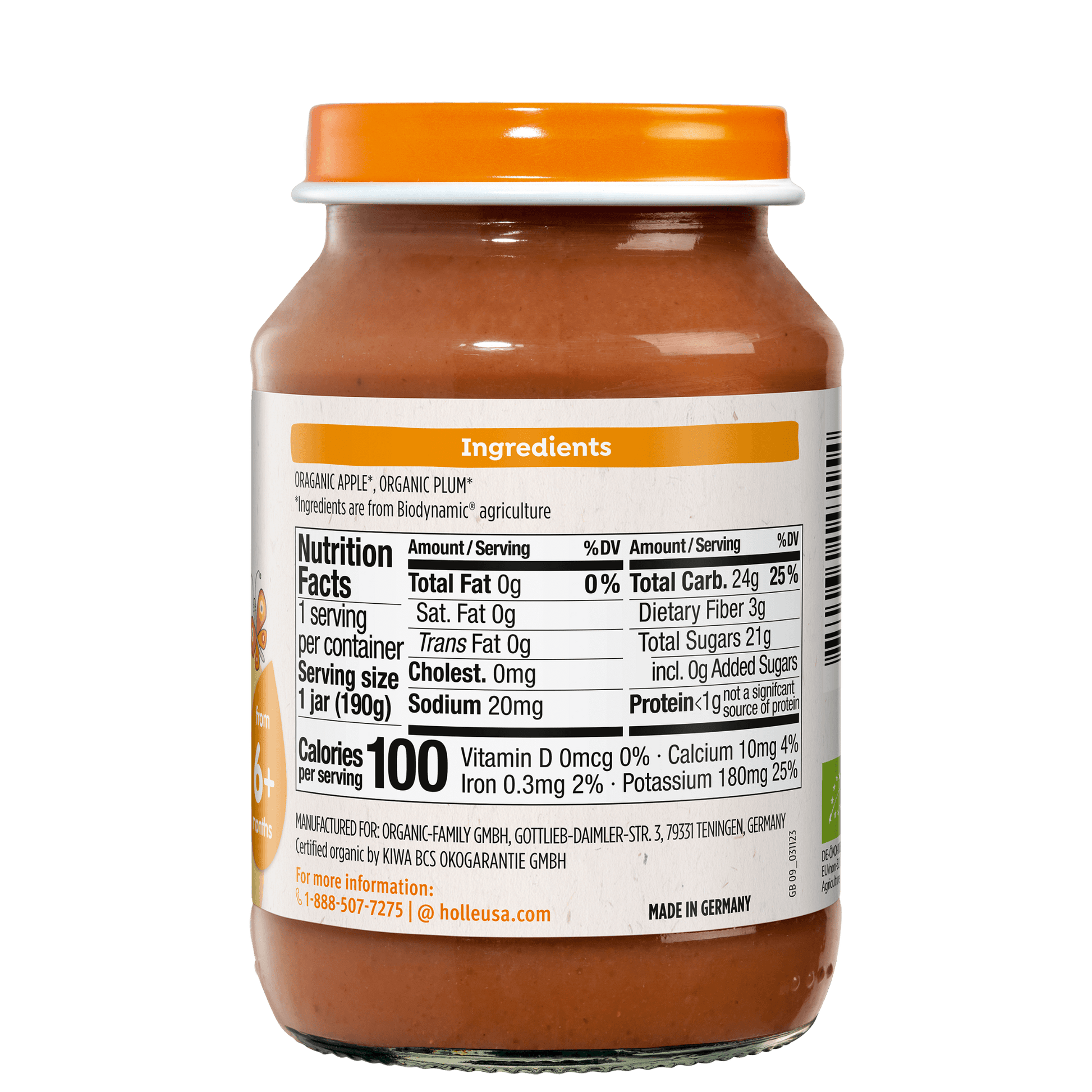 Holle Organic Baby Food Jar - Apple & Plum - 6 Jars Holle USA