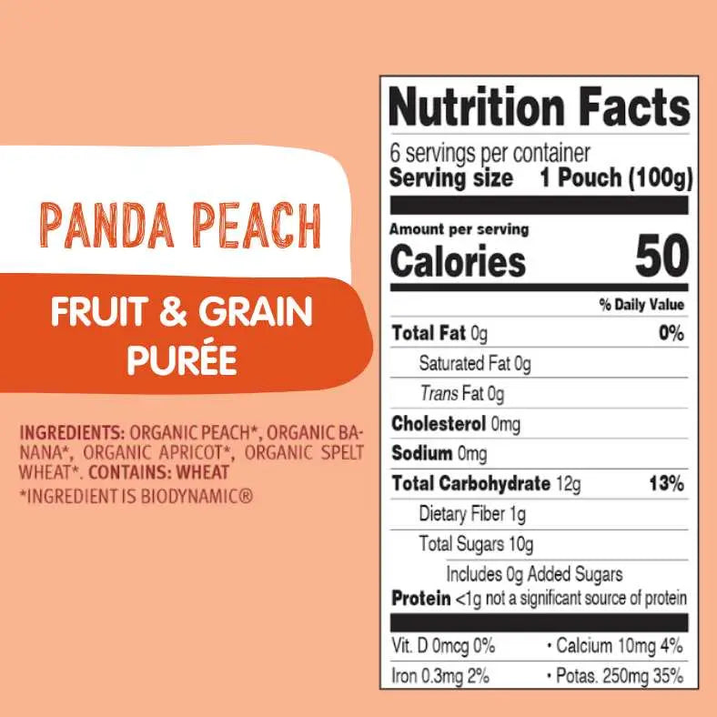 Holle Baby Food Pouches - Organic Fruit & Grain Puree -  Panda Peach Holle USA