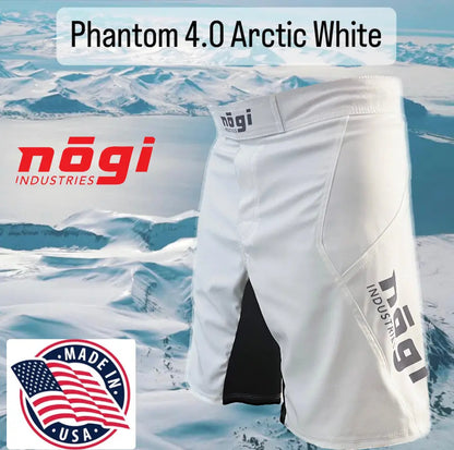 Phantom 4.0 Fight Shorts - Arctic White & Gray - MADE IN USA - Get it from Bo
