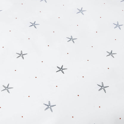 Queen size Coastal Beach Starfish White Navy Red 100-Percent Cotton Sheet Set FastFurnishings