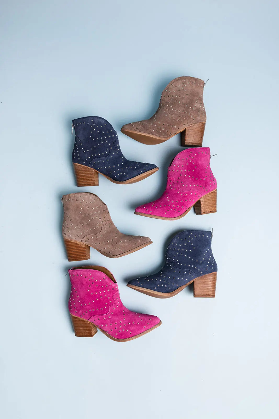 Twilight Studded Heeled Ankle Boot in Magenta Naughty Monkey