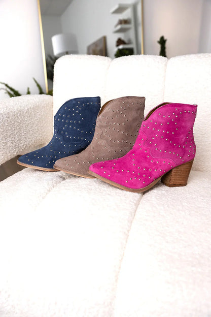 Twilight Studded Heeled Ankle Boot in Magenta Naughty Monkey