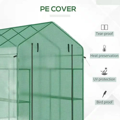 7 ft x 4.7 ft Oudoor Greenhouse with Steel Frame and Green PE Cover FastFurnishings