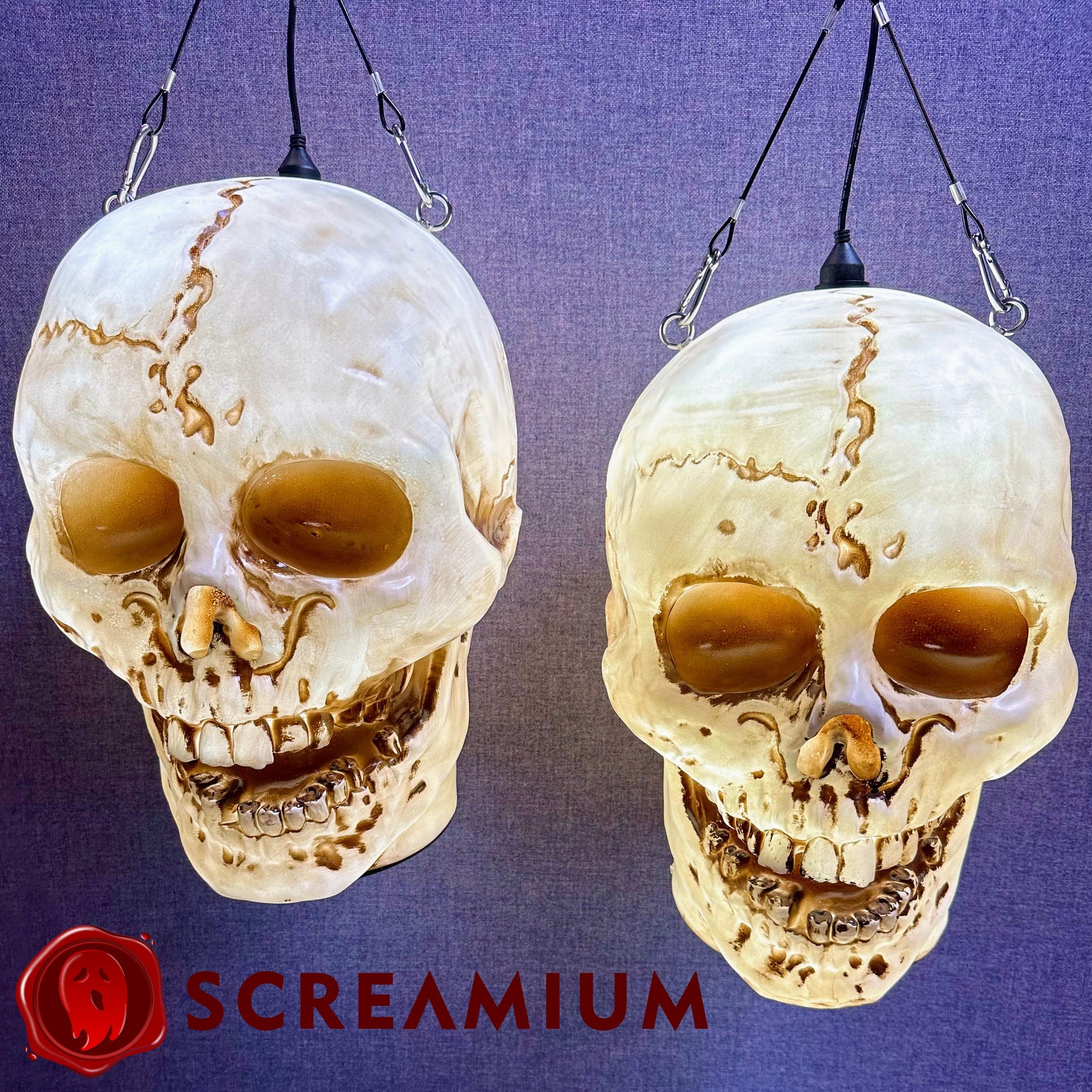 Giant Skull Pendant Lantern Prop 20-Inch-Tall Waterproof Outdoor Halloween Decoration SCREAMIUM