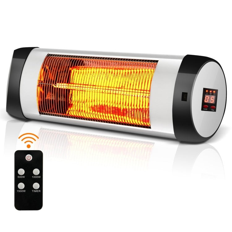 1,500 Watt 3 Mode Wall-Mounted Electric Infrared Heater with Remote Control FastFurnishings