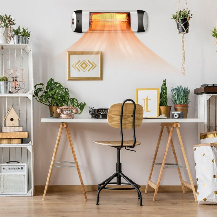 1,500 Watt 3 Mode Wall-Mounted Electric Infrared Heater with Remote Control FastFurnishings