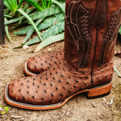 Soto Boots Mens Out of the Wild Cognac Ostrich Print Boots H50031 Soto Boots