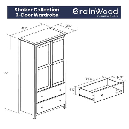 Brown Espresso Solid Wood Bedroom Armoire Wardrobe Cabinet with Hanging Bar FastFurnishings