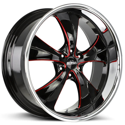 Old Skool Gloss Black Candy Red Milled Stainless Steel Lip Strada Street Classics