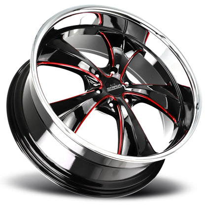 Old Skool Gloss Black Candy Red Milled Stainless Steel Lip Strada Street Classics