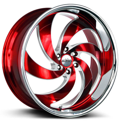 Retro 6 Candy Red Milled Stainless Steel Lip Strada Street Classics