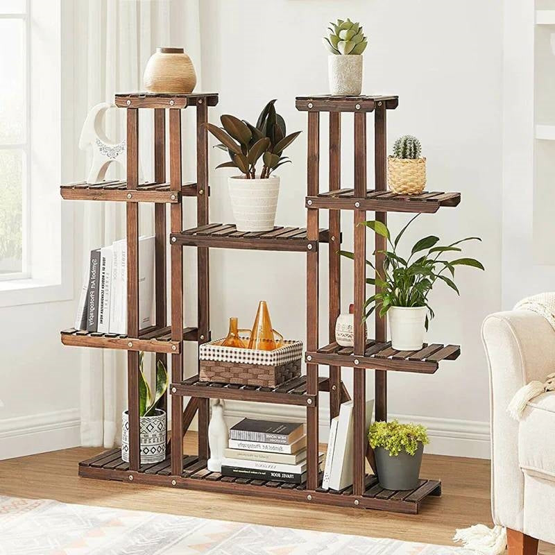Solid Wood Indoor Outdoor 11-Tier Plant Stand FastFurnishings