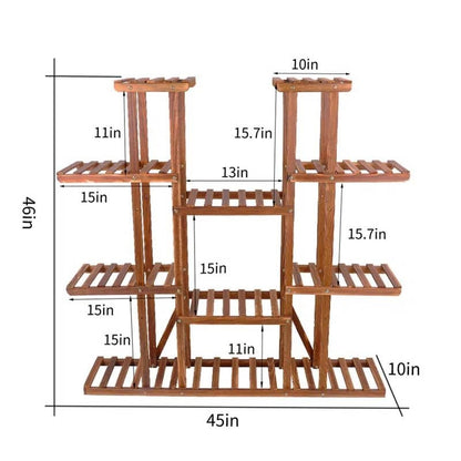 Solid Wood Indoor Outdoor 11-Tier Plant Stand FastFurnishings