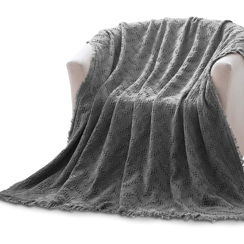 Kasentex 100% Cotton Soft Knitted Throw Blanket, Room Decor, Graduation Gifts, Fathers Day Gift, Mom Gift Kasentex