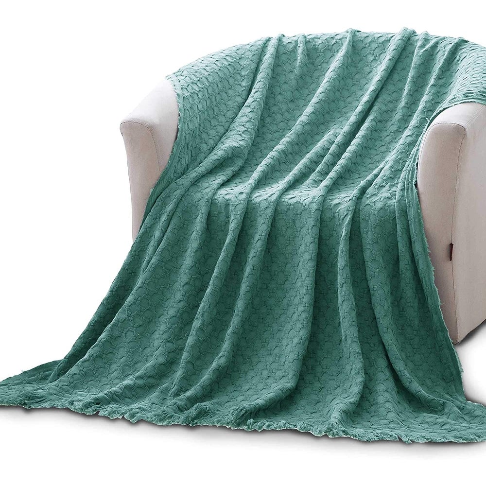 Kasentex 100% Cotton Soft Knitted Throw Blanket, Room Decor, Graduation Gifts, Fathers Day Gift, Mom Gift Kasentex