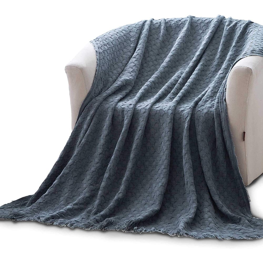 Kasentex 100% Cotton Soft Knitted Throw Blanket, Room Decor, Graduation Gifts, Fathers Day Gift, Mom Gift Kasentex