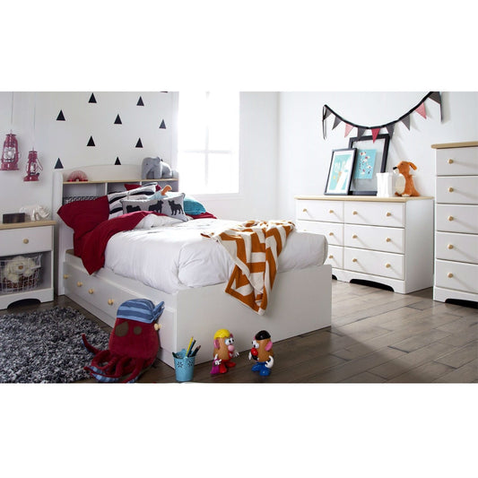 Twin Size White Wood Platform Bed Daybed with Storage Drawers FastFurnishings