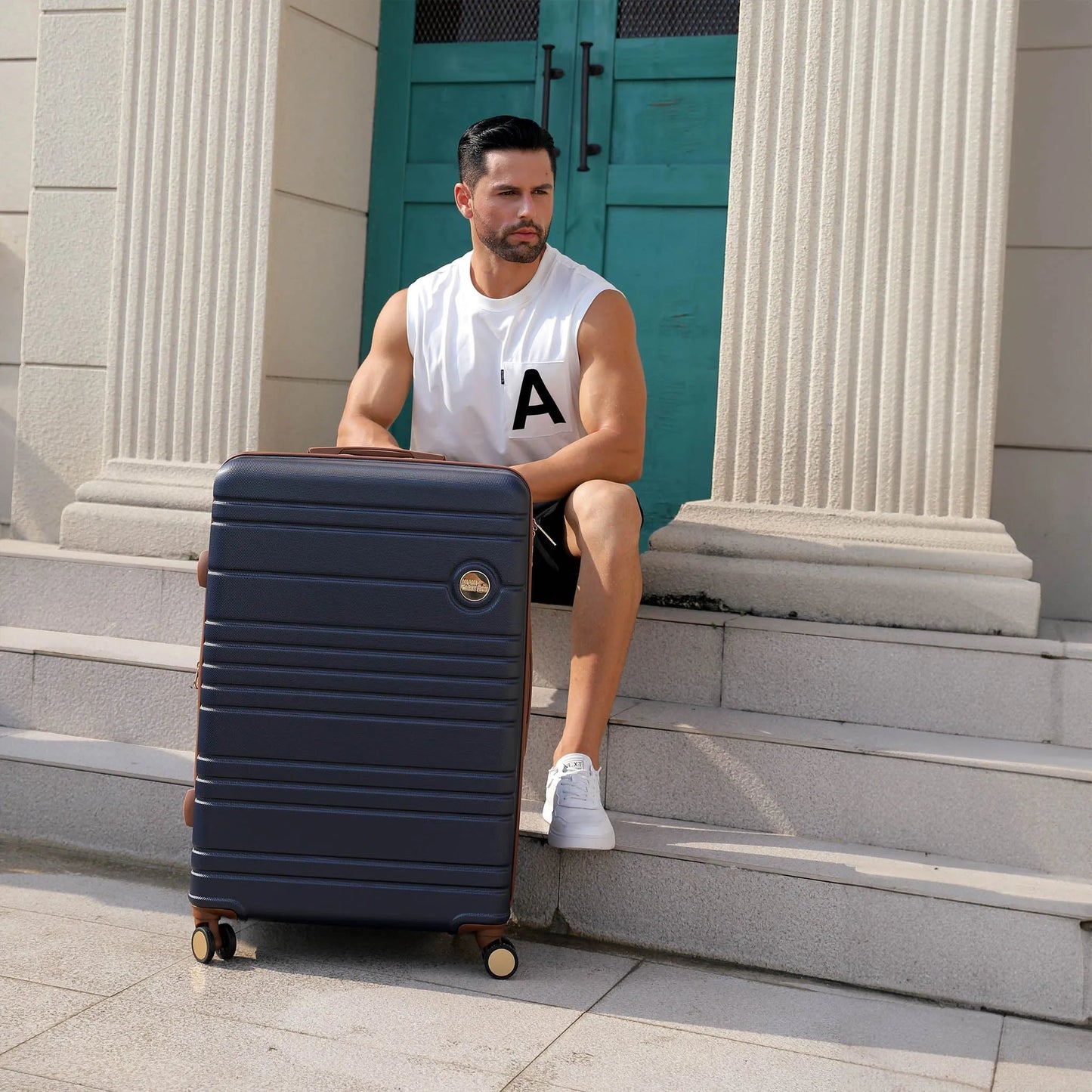 Brickell 3 Piece Expandable Retro Luggage Set Travellty