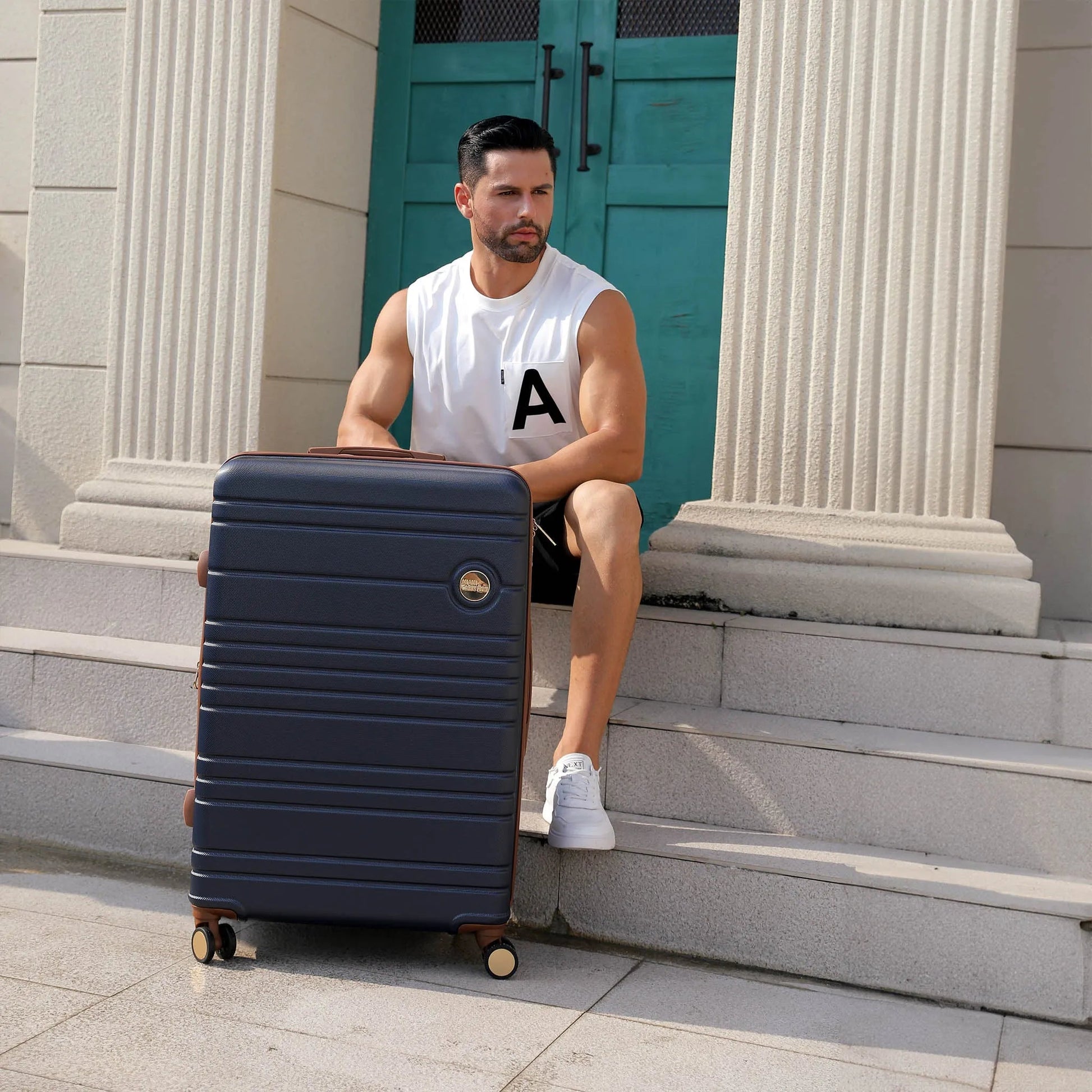 Brickell 3 Piece Expandable Retro Luggage Set Travellty