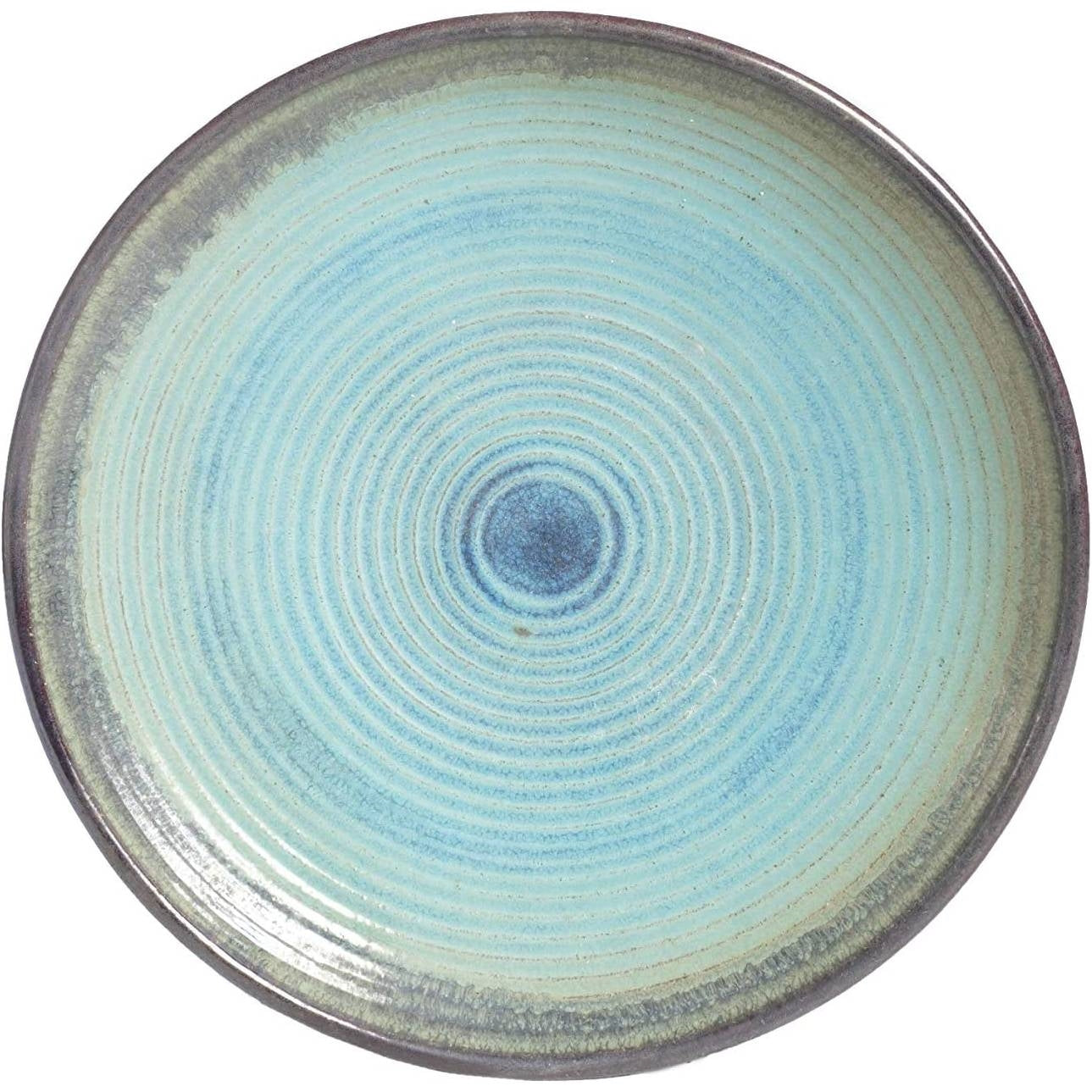 Outdoor Garden Multi-Shade Blue Ceramic Birdbath FastFurnishings