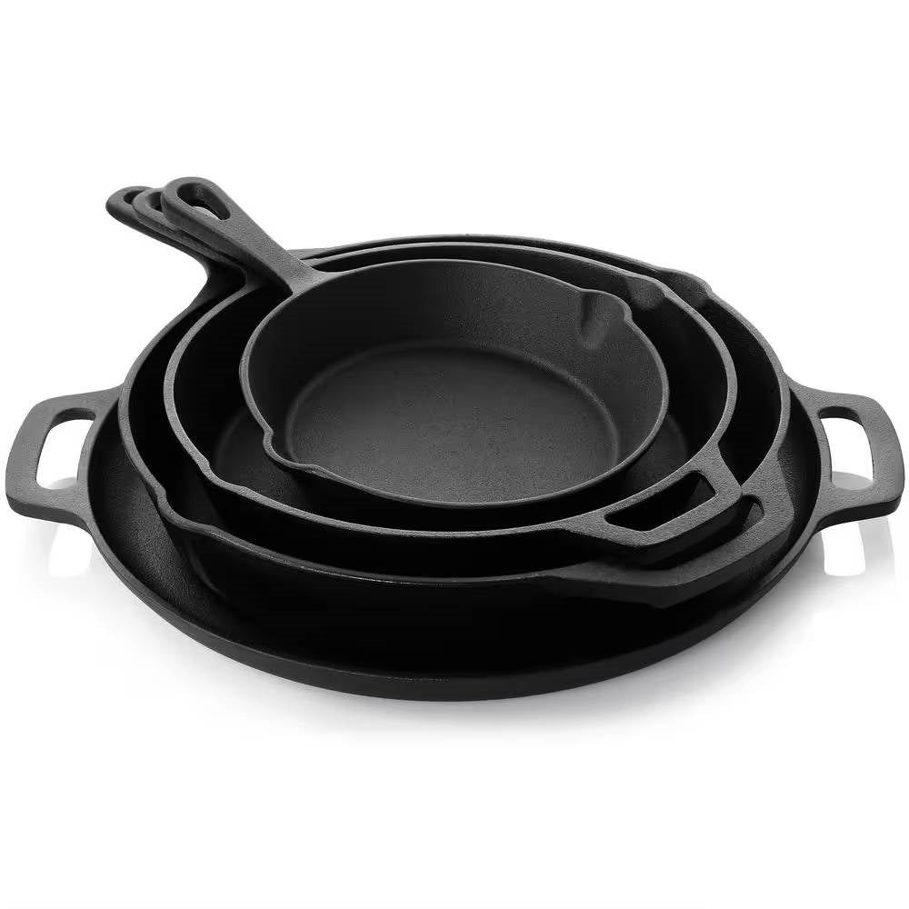 12-Piece Cast Iron Cookware set with Dutch Oven Frying Pan Skillet and Pizza Pan FastFurnishings
