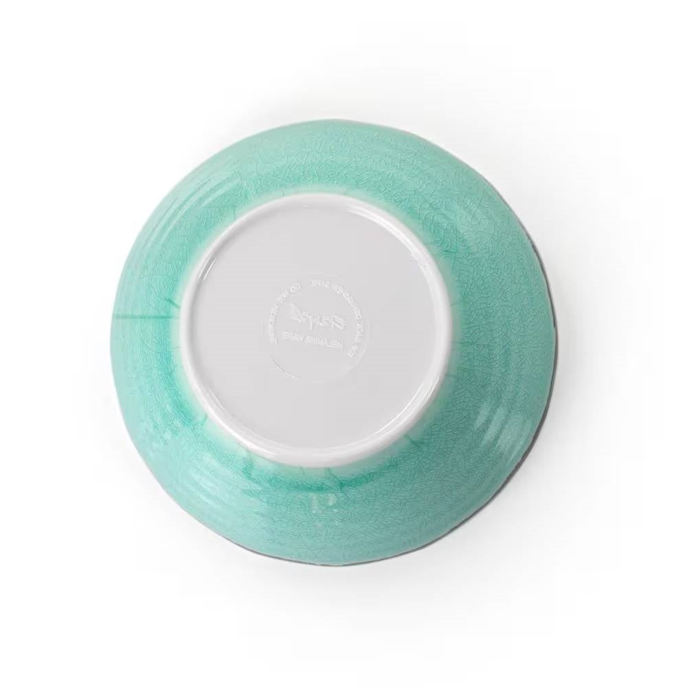 12-Piece Melamine Plates Bowls Dinnerware Set in Turquoise Blue - Service for 4 FastFurnishings