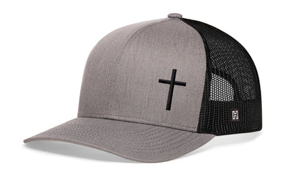 Cross Trucker Hat  |  Gray Black Christian Snapback Haka Hat