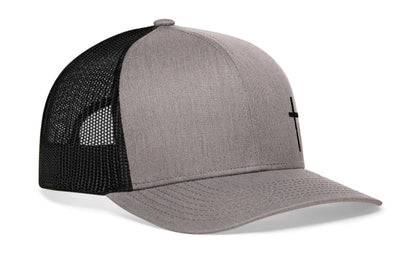 Cross Trucker Hat  |  Gray Black Christian Snapback Haka Hat