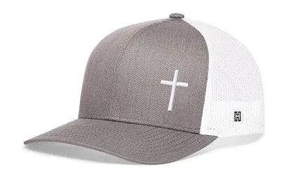 Cross Trucker Hat  |  Gray White Christian Snapback Haka Hat