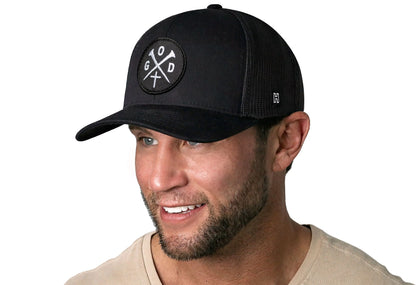GOD Trucker Hat  |  Black Christian Snapback - Get it from Bo