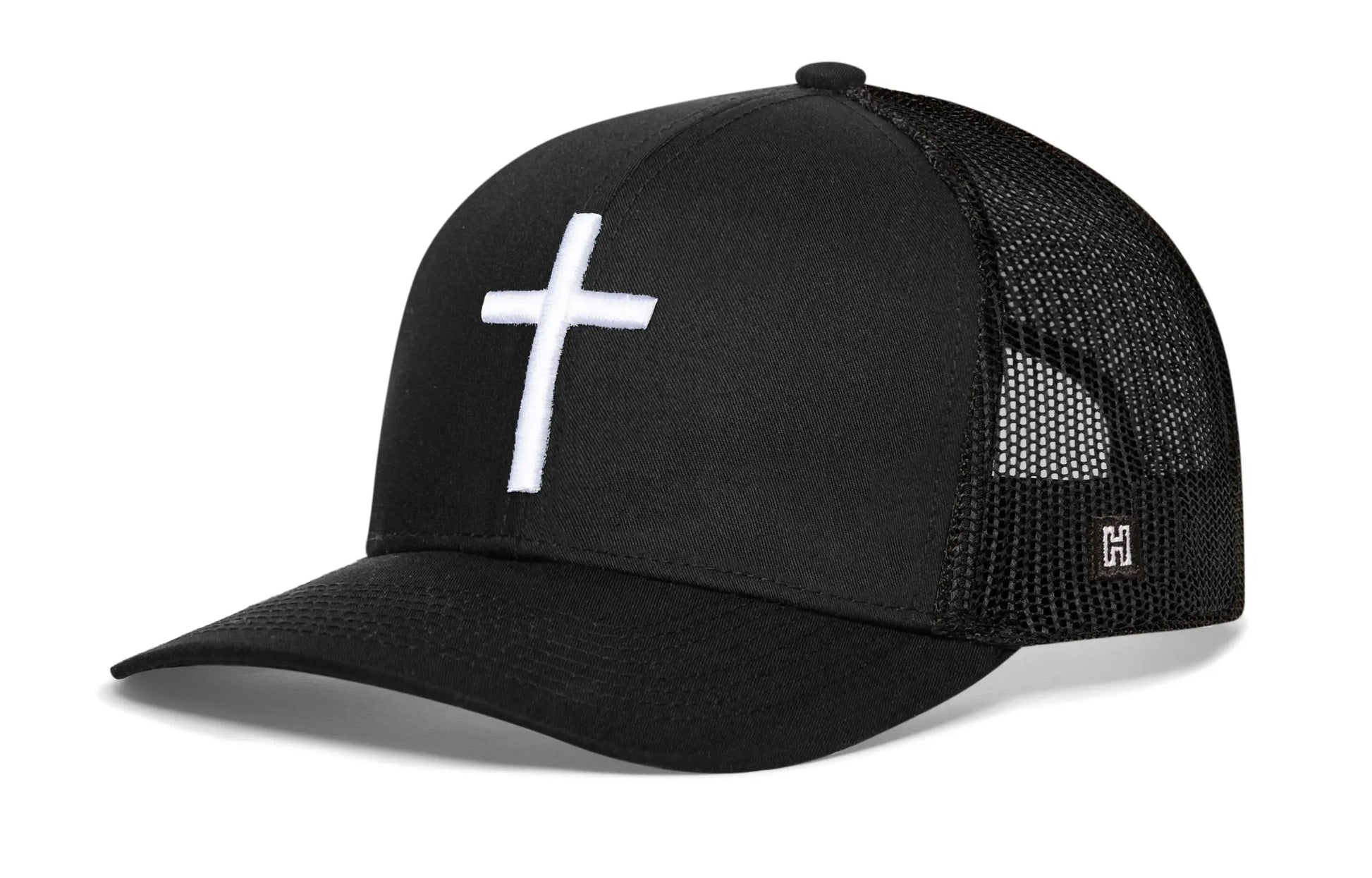 Cross Trucker Hat  |  Black Christian 3D Puff Snapback Haka Hat