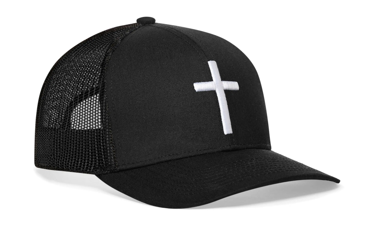 Cross Trucker Hat  |  Black Christian 3D Puff Snapback Haka Hat
