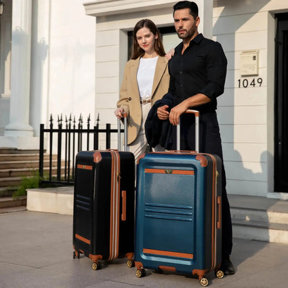 Vintage 3 Piece Expandable Retro Luggage Set Travellty