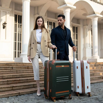 Vintage 3 Piece Expandable Retro Luggage Set Travellty