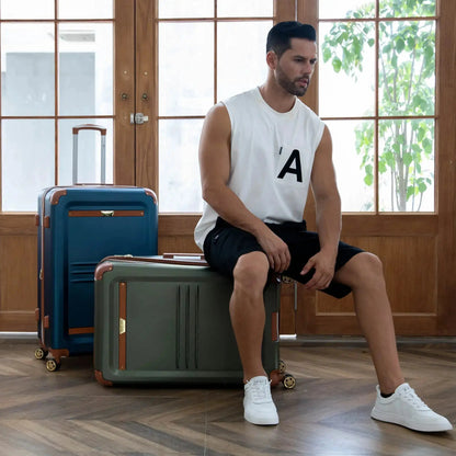 Vintage 3 Piece Expandable Retro Luggage Set Travellty