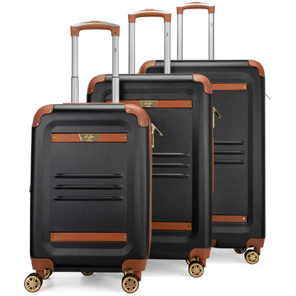 Vintage 3 Piece Expandable Retro Luggage Set Travellty