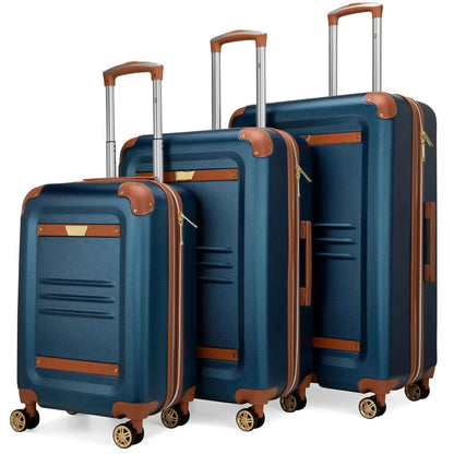 Vintage 3 Piece Expandable Retro Luggage Set Travellty