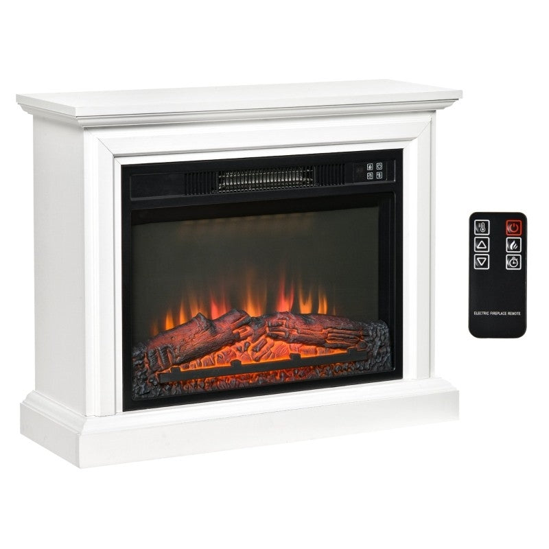 31 inch White Electric Fireplace Heater Dimmable Flame Effect and Mantel w/ Remote Control FastFurnishings