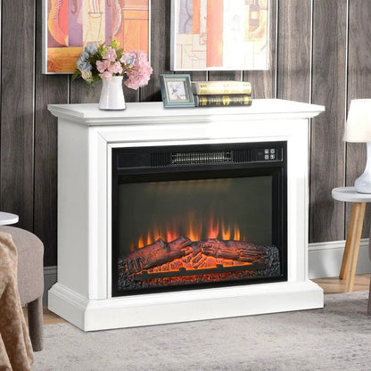 31 inch White Electric Fireplace Heater Dimmable Flame Effect and Mantel w/ Remote Control FastFurnishings