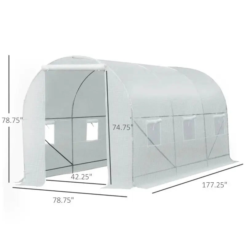 14.7 Ft x 6.5 Ft Outdoor Greenhouse w/ Heavy Duty Steel Frame and White PE Cover FastFurnishings