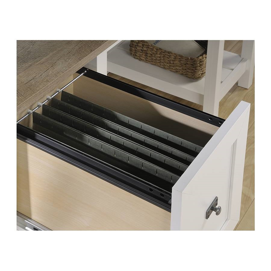 FarmHouse White Oak Top 2 Drawer Office Writing Desk - Made In USA FastFurnishings