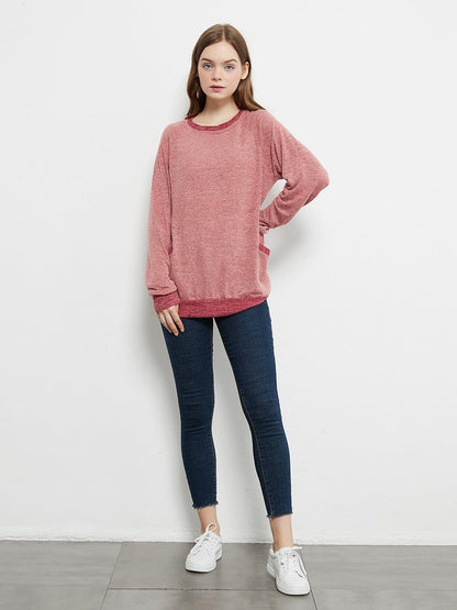 Long Sleeve Round Neck Casual T Shirts Blouses Sweatshirts Tunic Tops with Pocket Anna-Kaci Wholesale