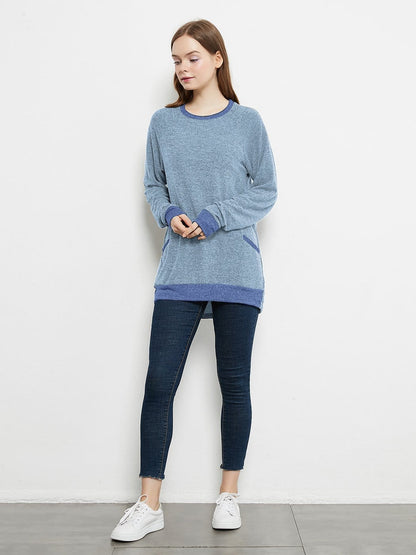Long Sleeve Round Neck Casual T Shirts Blouses Sweatshirts Tunic Tops with Pocket Anna-Kaci Wholesale