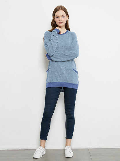 Long Sleeve Round Neck Casual T Shirts Blouses Sweatshirts Tunic Tops with Pocket Anna-Kaci Wholesale