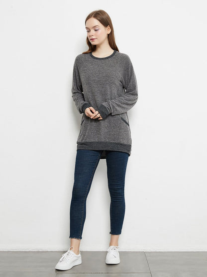 Long Sleeve Round Neck Casual T Shirts Blouses Sweatshirts Tunic Tops with Pocket Anna-Kaci Wholesale