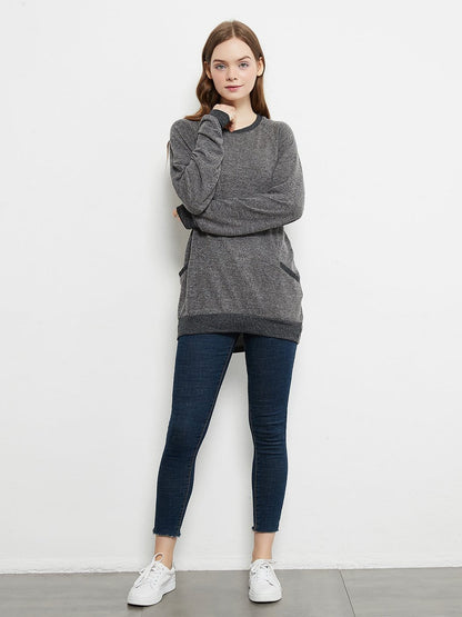 Long Sleeve Round Neck Casual T Shirts Blouses Sweatshirts Tunic Tops with Pocket Anna-Kaci Wholesale