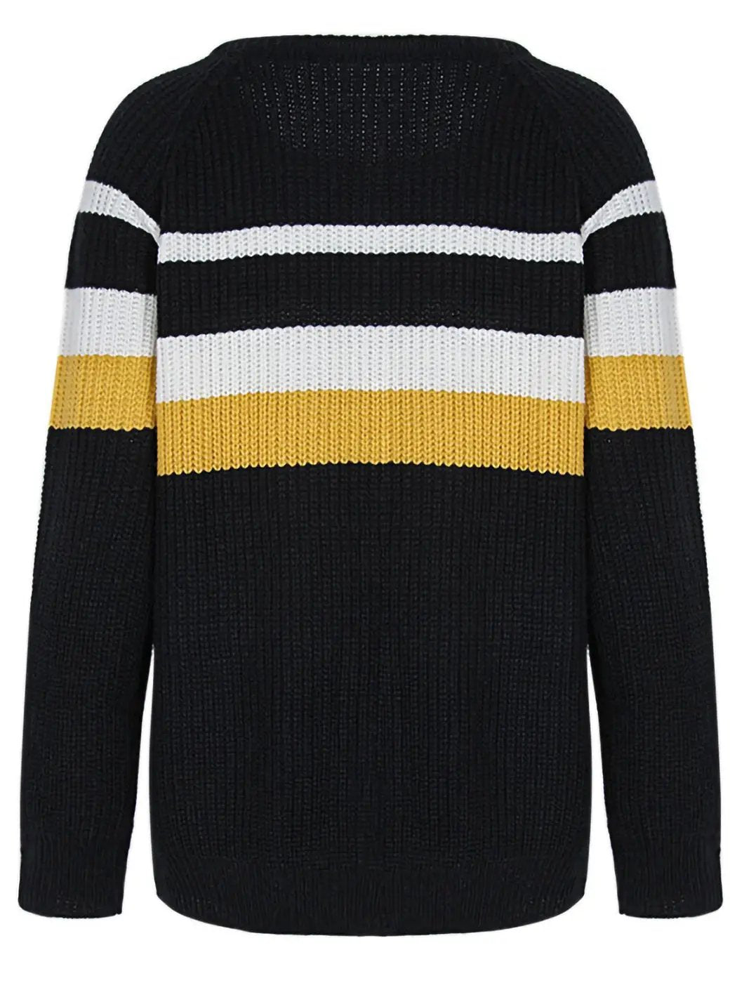 Long Sleeve Color Block Striped Casual Pullover Sweater Anna-Kaci Wholesale