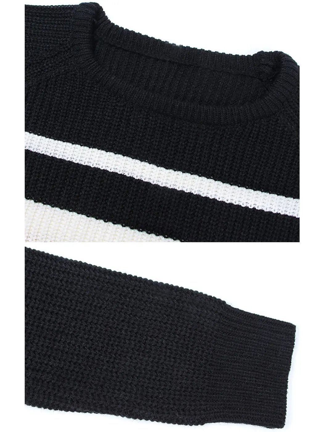 Long Sleeve Color Block Striped Casual Pullover Sweater Anna-Kaci Wholesale