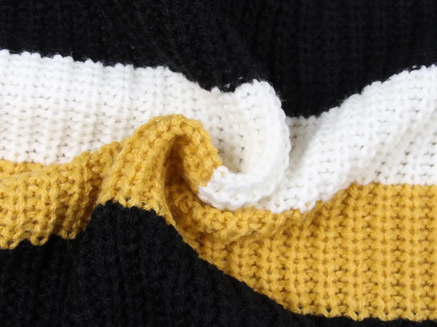 Long Sleeve Color Block Striped Casual Pullover Sweater Anna-Kaci Wholesale